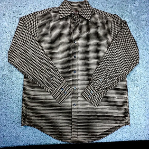 Michael Kors Men's‎ Button Down Long Sleeve Shirt Size Medium Brown Tan - Picture 3 of 5